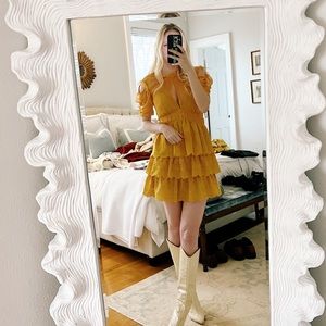 Self Portrait Yellow Mini Dress size 4